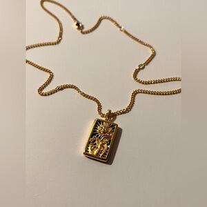 Awe Inspired Tarot Sun Pendant Necklace 14K Gold Vermeil